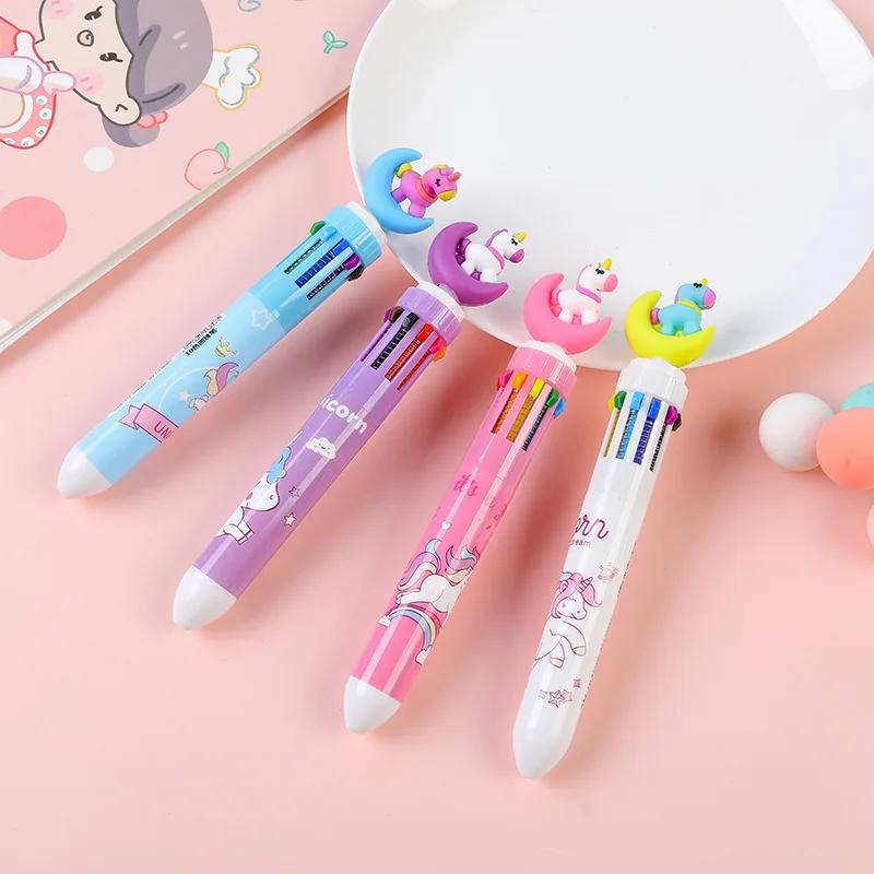 4pcs Creative and Cute New Oil Pen Ten Color Internet Celebrity Multi functional Multi color One 10 Color Ball Pen