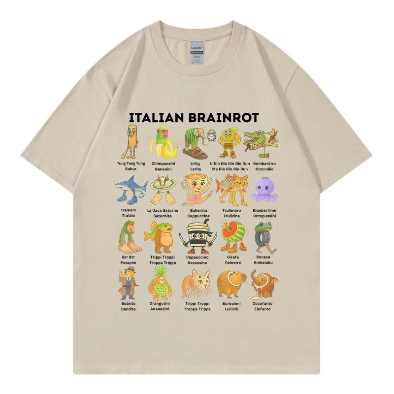 Funny Italian Brainrot Meme Tshirt Men Women Clothing Fashion Cartoon Short Sleeve T Shirt Summer Casual Loose Cotton Tshirts