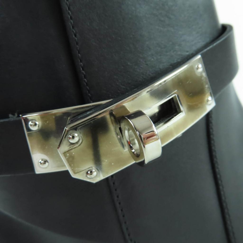 Ausgezeichnete HERMES Kurzstiefel Neo Kelly Schnalle Leder schwarzes Leder Damen 35.5 Gebraucht