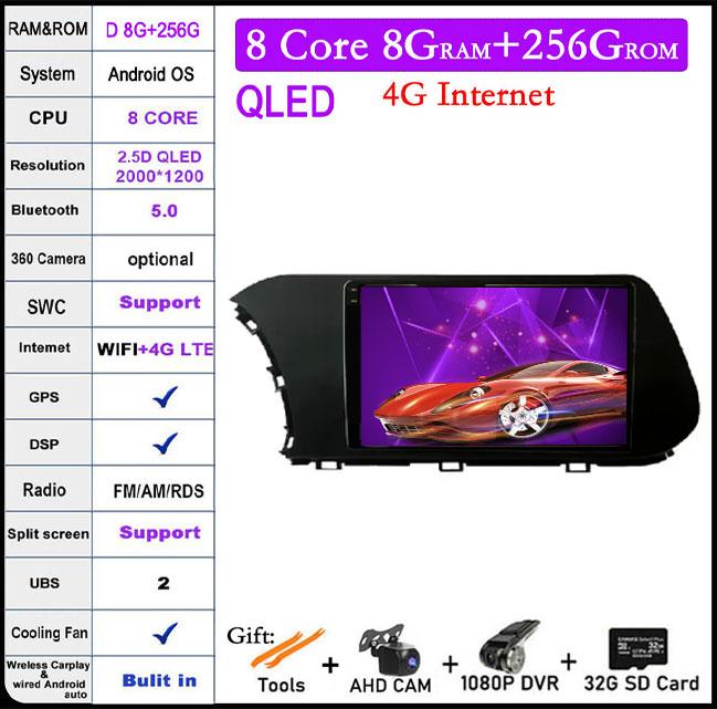 9 Lnch Android 14 For Hyundai I20 2021 -2022 Car Radio Player GPS Navigation Multimedia Stereo 4G LET