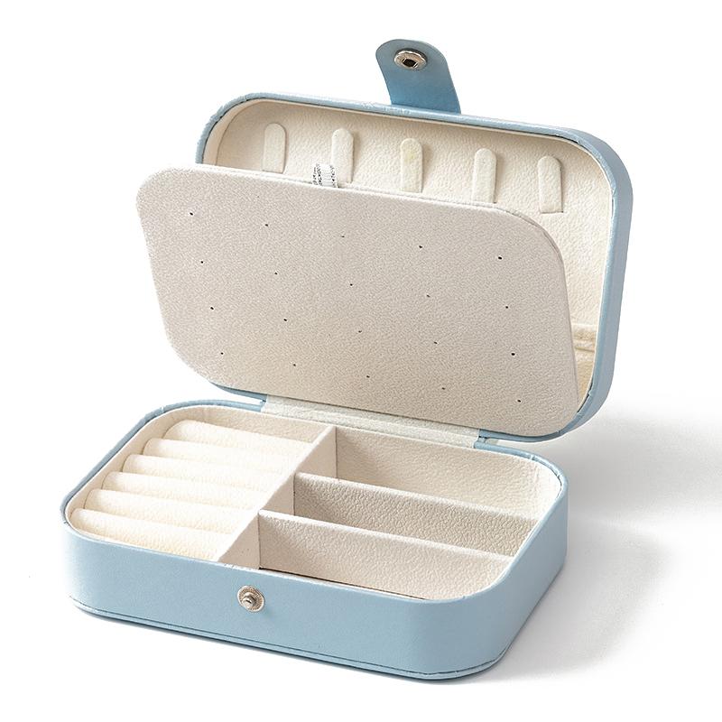 

Портативная дорожная шкатулка для хранения ювелирных изделий из ПУ кожи, многофункциональная шкатулка для хранения ожерелий, браслетов, серег, колец, пылезащитная шкатулка синий