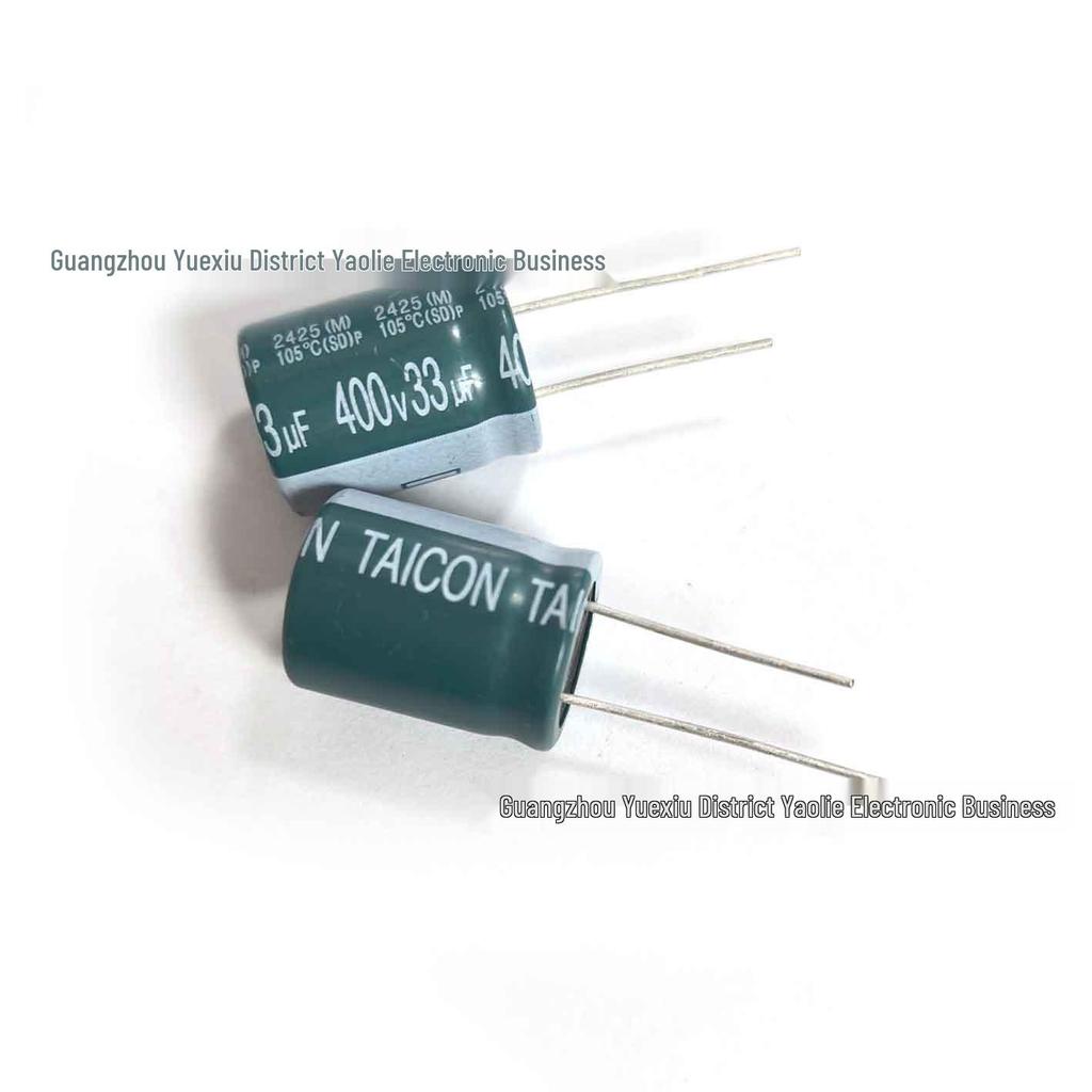 New TAICON 400V 33uF Electrolytic Capacitor for Power Supply Filtering & Amplifiers, Size: 16×20mm.