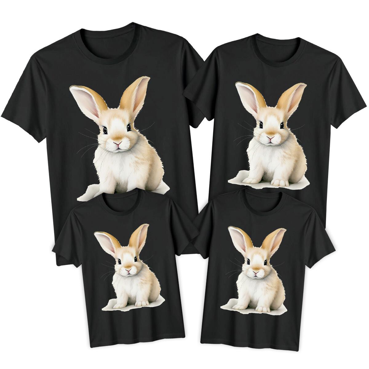 Семейная футболка с кроликом Счастливой Пасхи Футболка Милый праздничный наряд для вечеринки #ED S