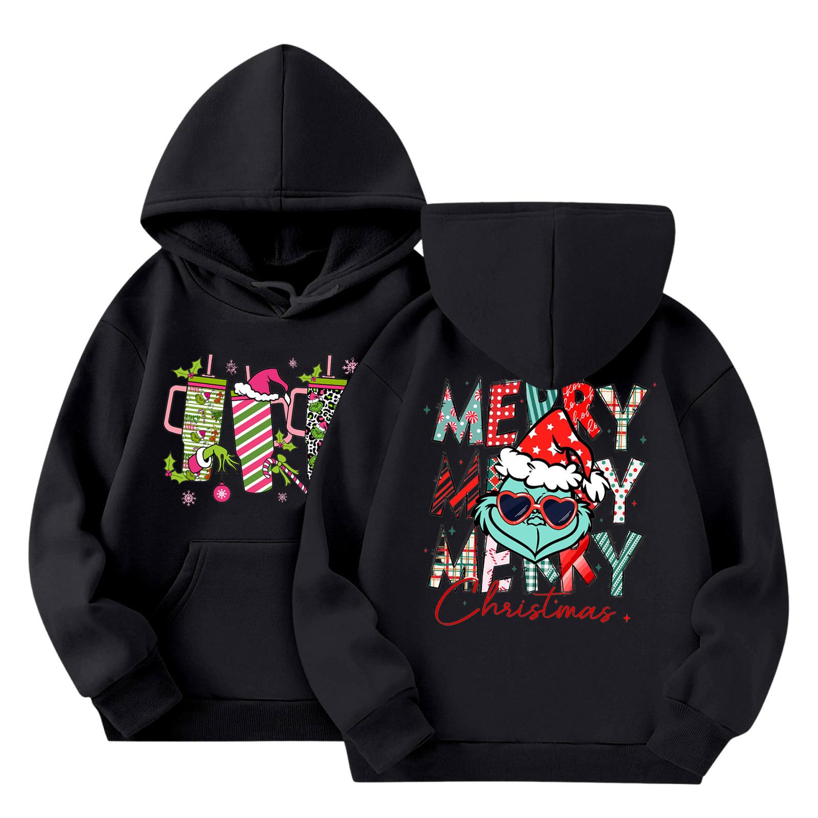 

Child Fashion Lightweight Long Sleeve Pullover With Pockets Print Hoodie 160 чорний