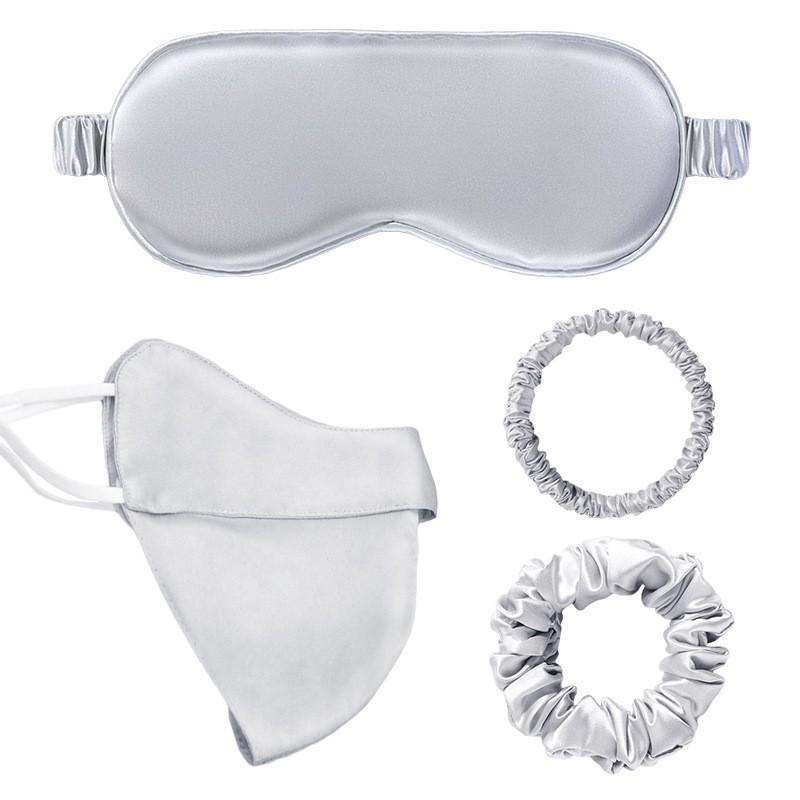 Silk Eye Mask Set With Hair Ties Pillowcase 19 Momme Mulberry Sleep Accessories Gift Box Includes eye mask, eye corner protector
