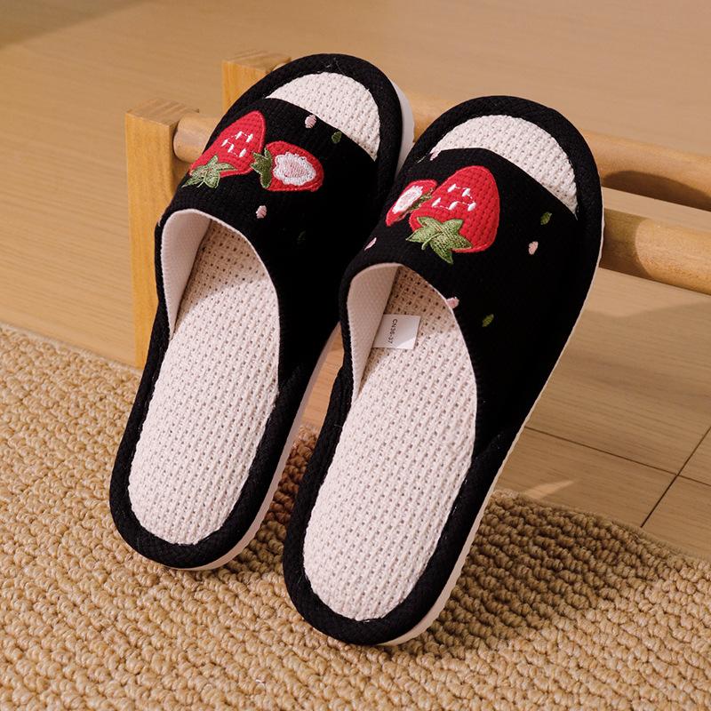 New Four-season Linen Slippers for Home Indoor Non-slip and Silent Floor, Cotton and Linen Slippers Outside