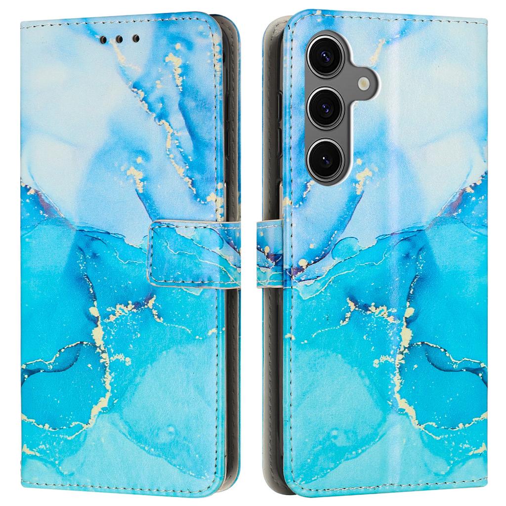 For Samsung Galaxy A15 5G/A15 4G Stand Case Marble Pattern PU Leather Wallet Phone Cover with Wrist Strap