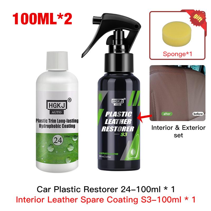 Plastic Restore Revitalizer Kunststoff-Renovierer Langanhaltende Beschichtung für Autogummis Aufarbeiten Reinigen Glanz Schwarz Glanz HGKJ 24