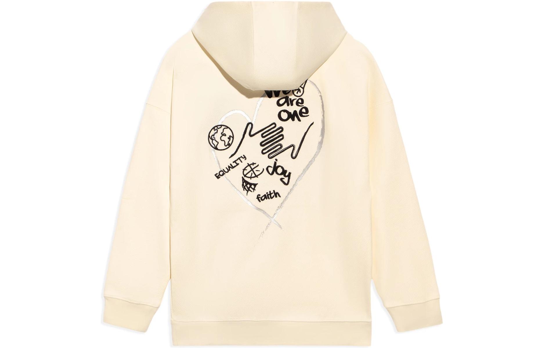 Li Ning Sweatshirts Unisex Ecru Hooded Moderate Regular AWDS113-7 XXL