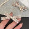 Girl Decorative Hairpin, Imitation Pearl Rhinestones Bow Shape Hair Clip, No Damage Side Bang Hair Pin, Versatile Style Hair Accessories