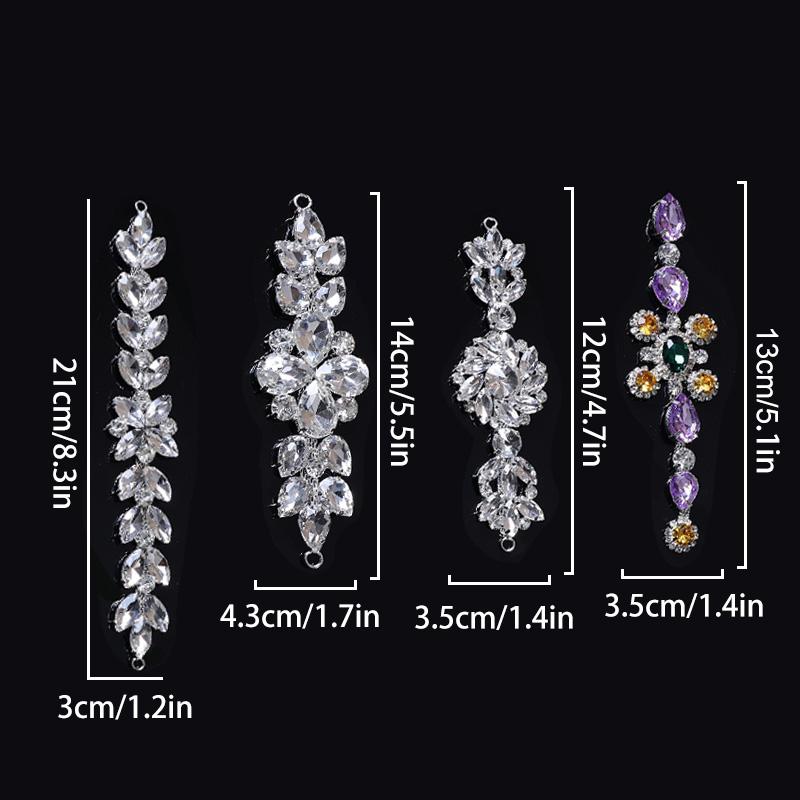 1PC Sew-On Trim DIY Marquise Teardrop & Round for Clothes Shoes Bags Belt Sash Appliques Glitter Wedding Dress Rhinestone Chain