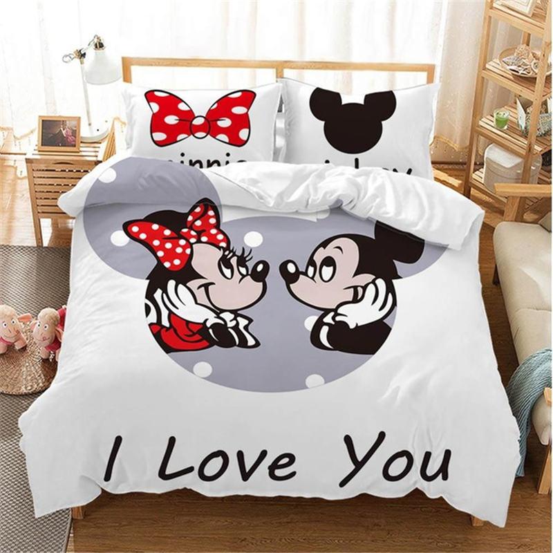 

Christmas Mickey Minnie Mouse Bedding Set Cartoon For Children Boys Girl Adult Duvet Cover Christmas Birthday Gift EU Single(135*200cm)3pcs
