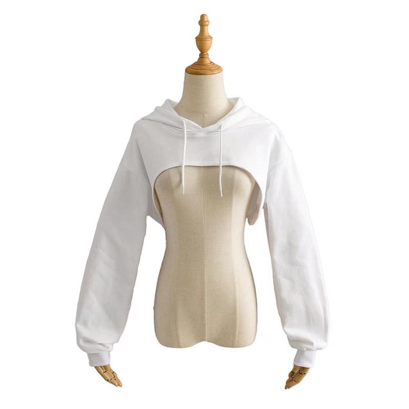 Spring Women's European-American Style Drawstring Hoodie - Solid Color, Versatile Long Sleeve Sweatshirt