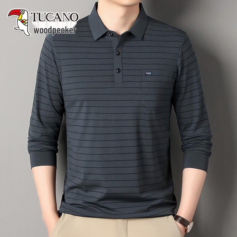 TUCANO Men s Striped Long-Sleeve Polo Shirt 4XL