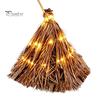 Rustic Farmhouse Fall Decorations 5.5 Ft Giant Light-up Witch Broom, Vintage Twig Broom with String Light, Charming Themed Party Supplies Decoration