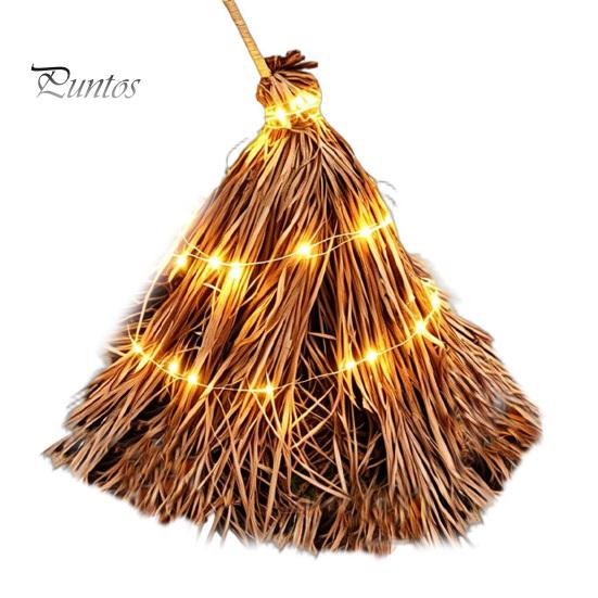Rustic Farmhouse Fall Decorations 5.5 Ft Giant Light-up Witch Broom, Vintage Twig Broom with String Light, Charming Themed Party Supplies Decoration
