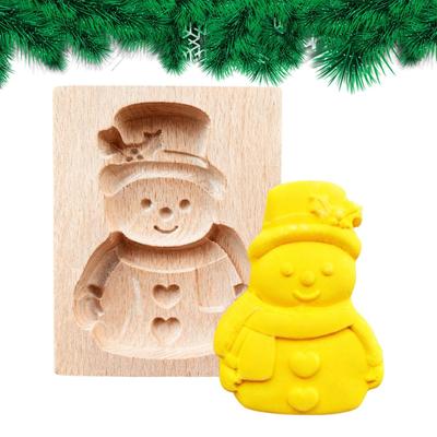 3D Holzplätzchenform Weihnachten-Thema Baum Weihnachtsmann Schneemann Wiederverwendbar Holzplätzchenausstecher DIY Plätzchenausstecher Backzubehör