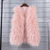 Plus Size Faux Shearling Vest Mid-Length Fur Coat Warm Sleeveless Jacket Women