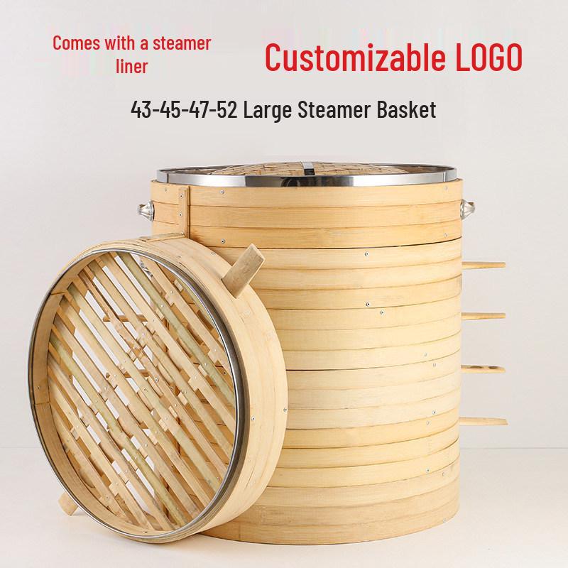 Handcrafted All-Bamboo Steamer Basket with Woven Mat for Mantou and Baozi Steaming (52 Large, Household Firewood Stove Compatible) бежевый