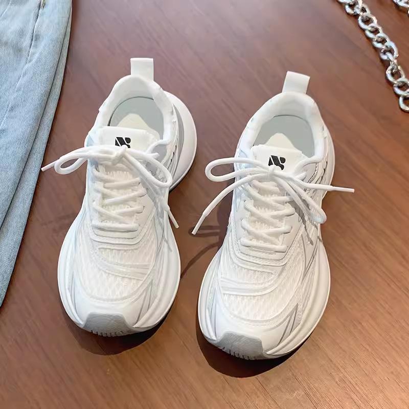 

Trendy shoes platform dad shoes women s 2025 new spring and autumn mesh breathable lightweight soft sole ultra-light casual sports shoes 40 белый