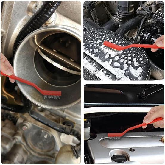 Juego De 9 Cepillos De Detalles, Cepillo De Limpieza Interior, Alambre De Acero Y Cepillo De NeumáTicos, Kit De Cepillos De Limpieza Automotriz,