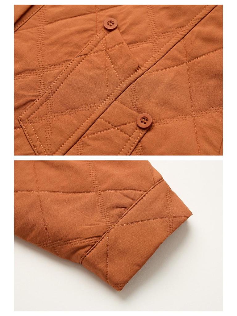 2024 Raně podzimní prošívaný kabát s klopami - Dlouhý rukáv, Univerzální, Zeštíhlující, Krátký svrchní oděv pro ženy