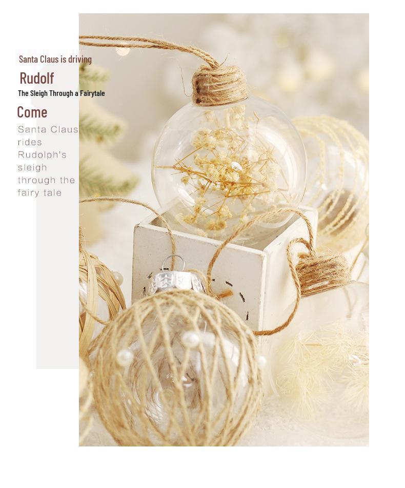 Striped Transparent Linen Christmas Ball Ornaments Set for Tree Decoration