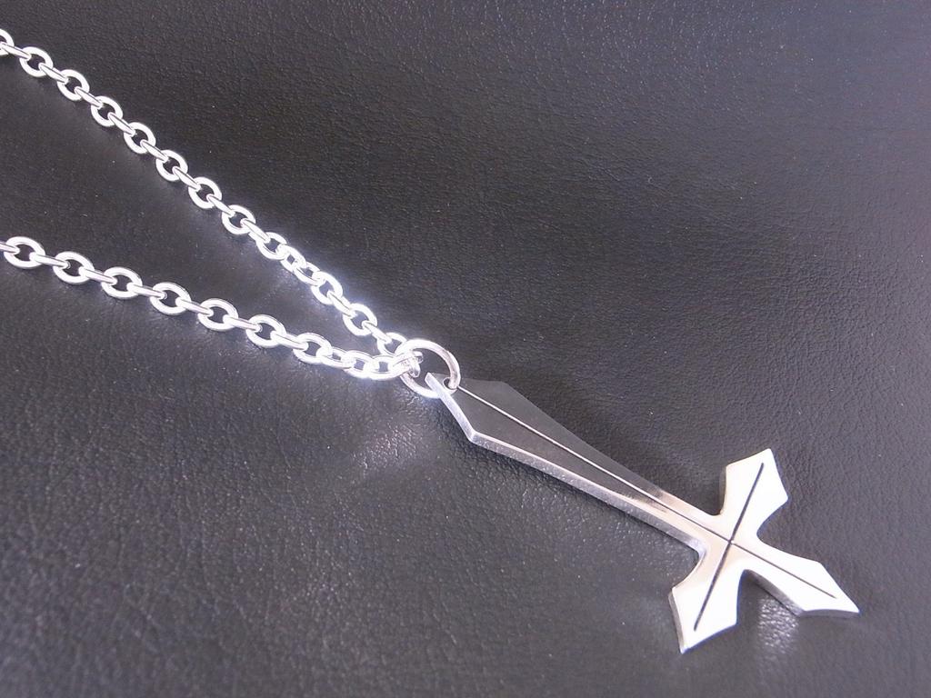 GRAND GALLERIA Srebro 925 Ręcznie Robiony Naszyjnik z Odwróconym Krzyżem Bardzo Duży [GRAND GALLERIA] PDT-266 (55)