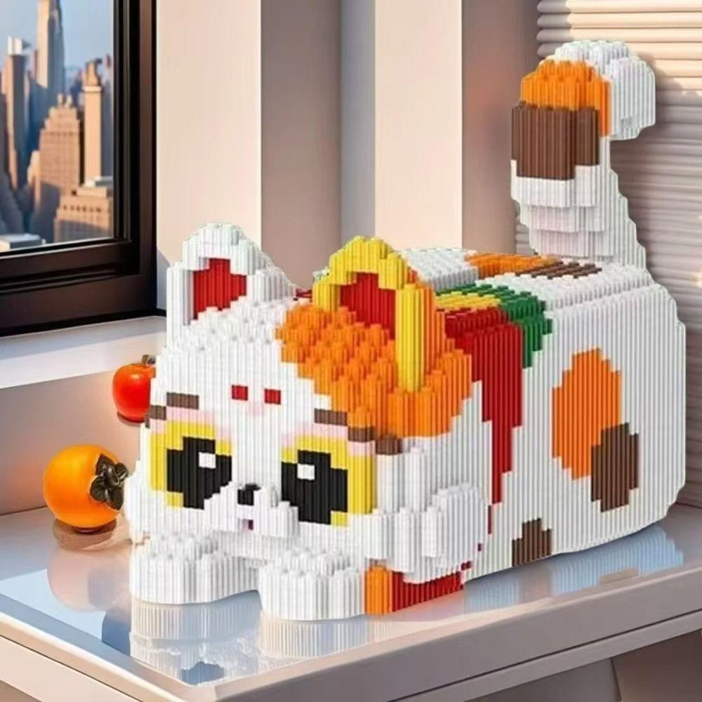 Three-Color Cat Tissue Box DIY Napkins Drawer Storage Gifts Animal Building Blocks