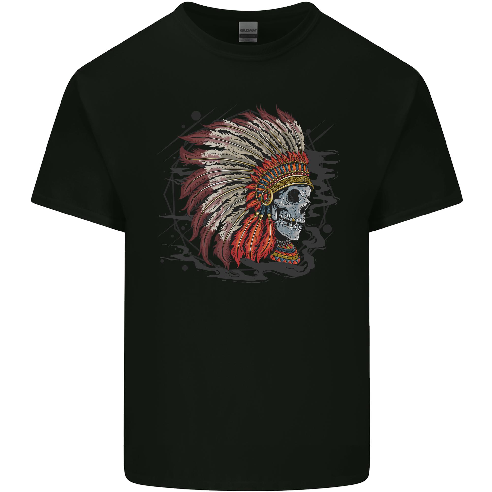 Indian Headdress Skull Native American Biker Unisexs Light Cotton TShirt S