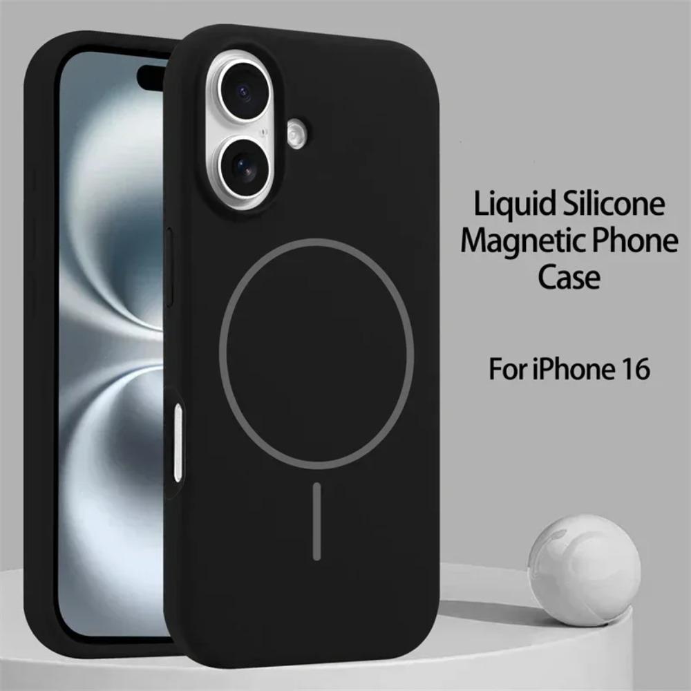 

Soft Liquid Silicone Magnetic Case For iPhone 17 16 15 14 Plus 13 12 Pro Max For Magsafe Wireless Charging Skin Feel Full Cover iPhone 12 чорний