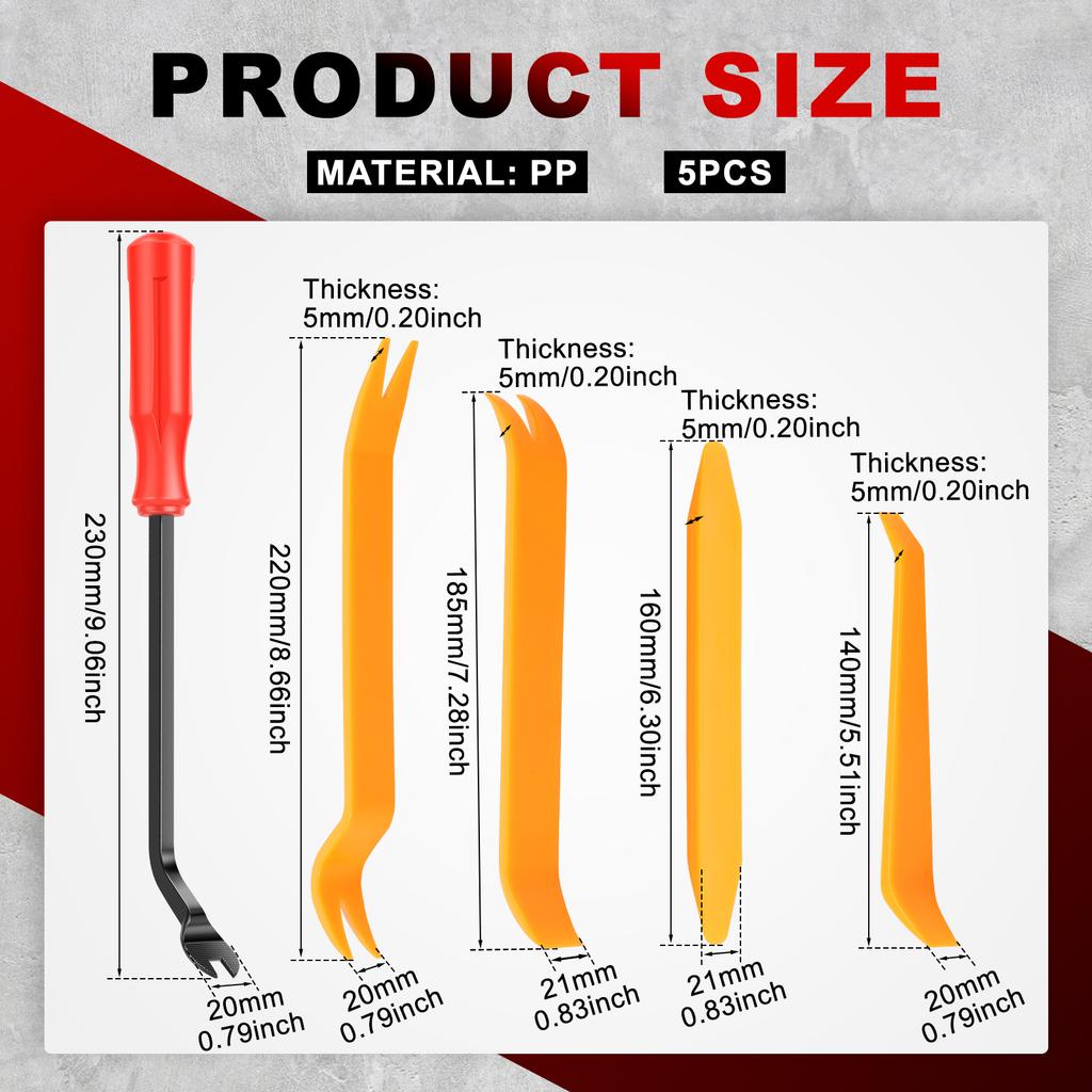 5 Pcs Auto Trim Removal Tool Car Door Clip Cars Disassembly Tools Set Automotive Dashboard Audio Interior Panel Removal Tools