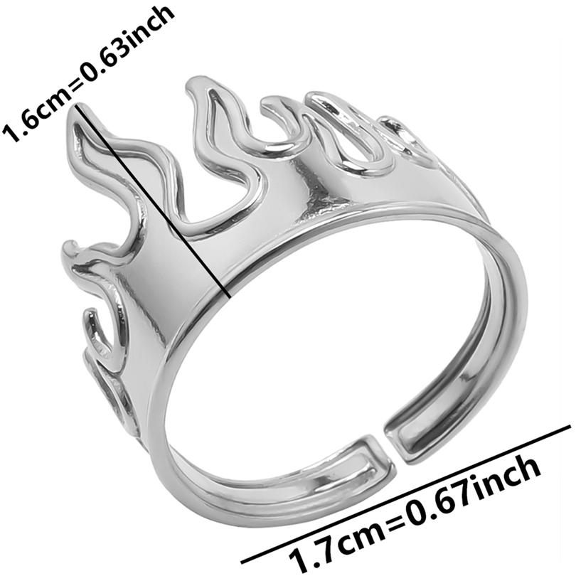 Fire Ring Adjustable Finger Jewelry Stainless Steel Rings For Women Men Accessories Rainbow/Silver/Gold Color Bague Gift