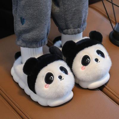 Yeni kış ev terlikleri kızlar panda ayakkabıları çocuklar sıcak ev terlikleri kürklü hayvanlar çocuk tüylü katırlar kawaii iç mekan zemin ayakkabıları