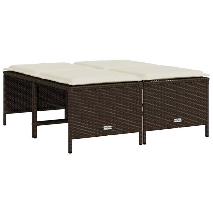 VidaXL Tabourets de jardin avec coussins lot de 4 marron poly rotin, siège de jardin, sièges d'extérieur, tabouret cube, 368363