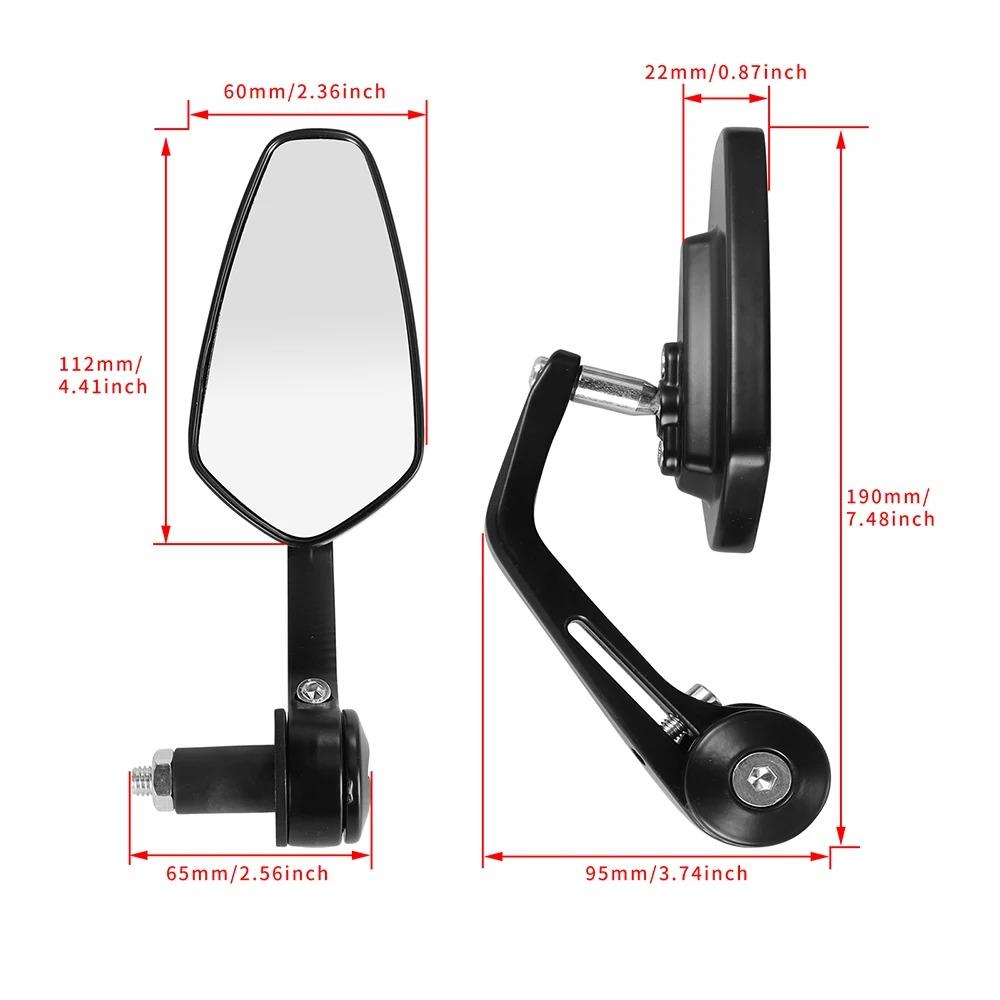 Universal Motorcycle Rearview Side Mirror 7/8'' Handlebar Bar End Mirrors For Scooter Electric Bike Motocross