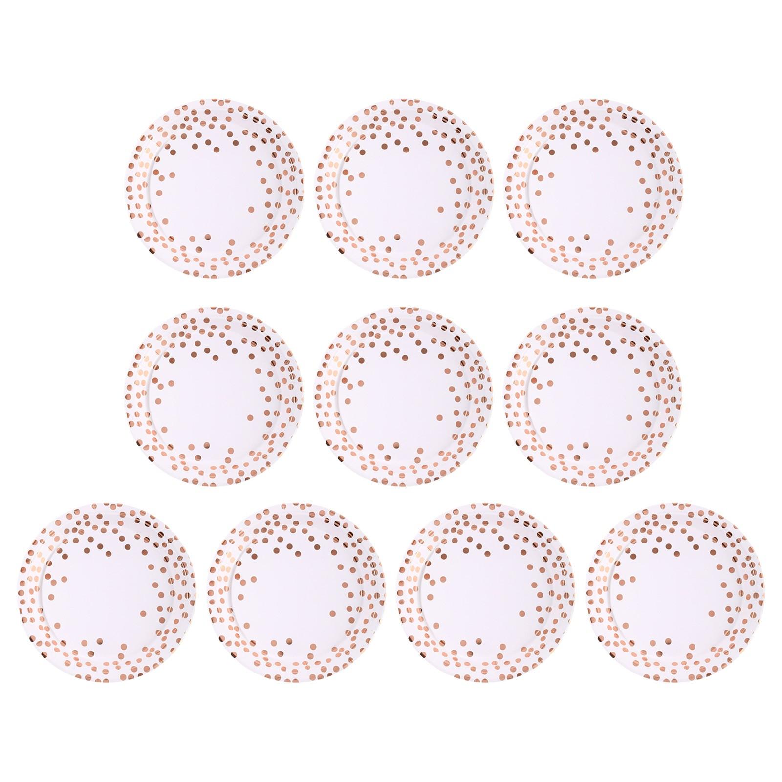 

Европейская и американская столовая посуда в розовых тонах с золотым узором в мелкую точку, одноразовая тарелка для пикника на открытом воздухе, утолщенная, набор столовых приборов для вечеринки One Size