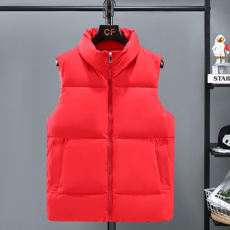 Mens Solid Color Puffer Vest Stand Collar Zip Up Casual Winter Warm Outerwear Couples