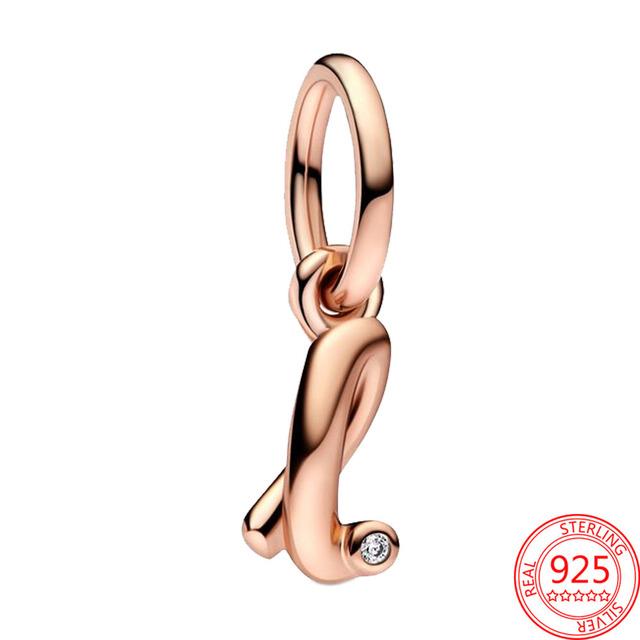 Argint Sterling S925 Charm Pandantiv Alfabet Script Litere A-Z Potrivit Brățară Originală Colier DIY Bijuterii