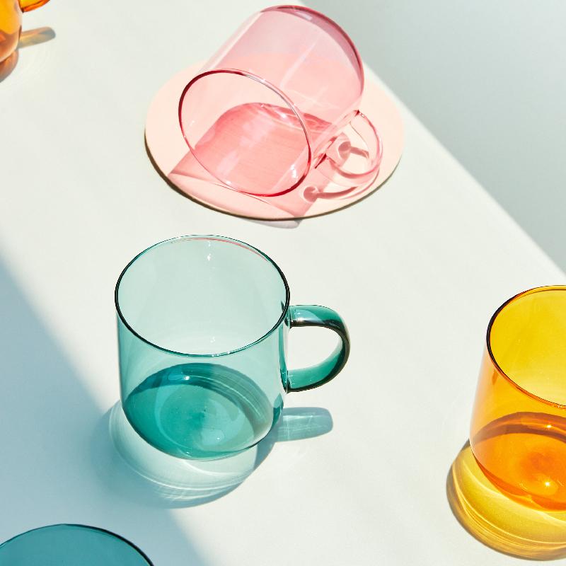 Hitzebeständiges Glas Bunte Kaffeegläser mit Henkel Haushalt Milch Frühstückstasse Nordisch Modern Becher Trinkgläser