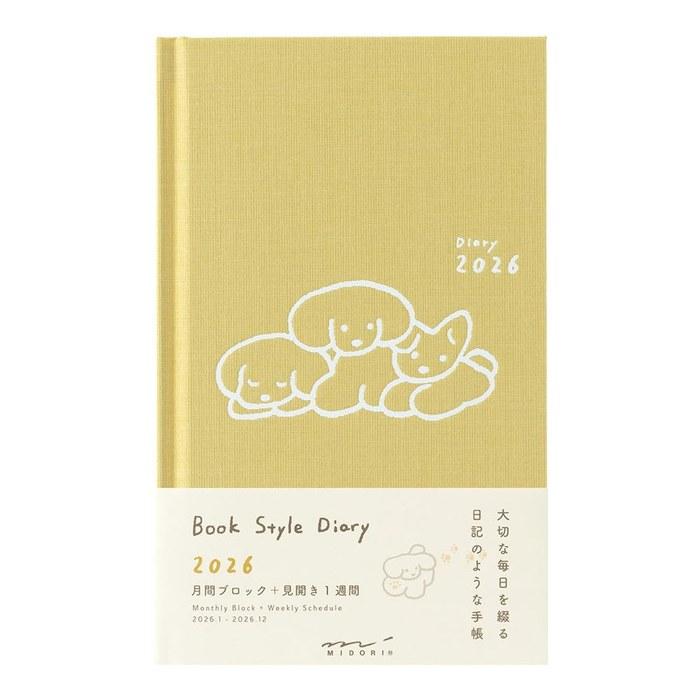 Midori Books Style Diary 2026 B6 Slim Weekly Dog Pattern Yellow 22379006 (Starts Jan. 2026)