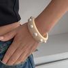 Exaggerated Sweet And Cool Wind Glitter Powder Wide Bracelet, Fashionable Irregular Imitation Pearl Bracelet Bracelet
