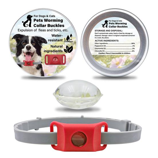 Flea Prevention Tag for Dogs Natural Ingredients Tick Repellent Tag Waterproof Collar Tag with 2 Refills Adjustable for Small Medium And Large Dogs