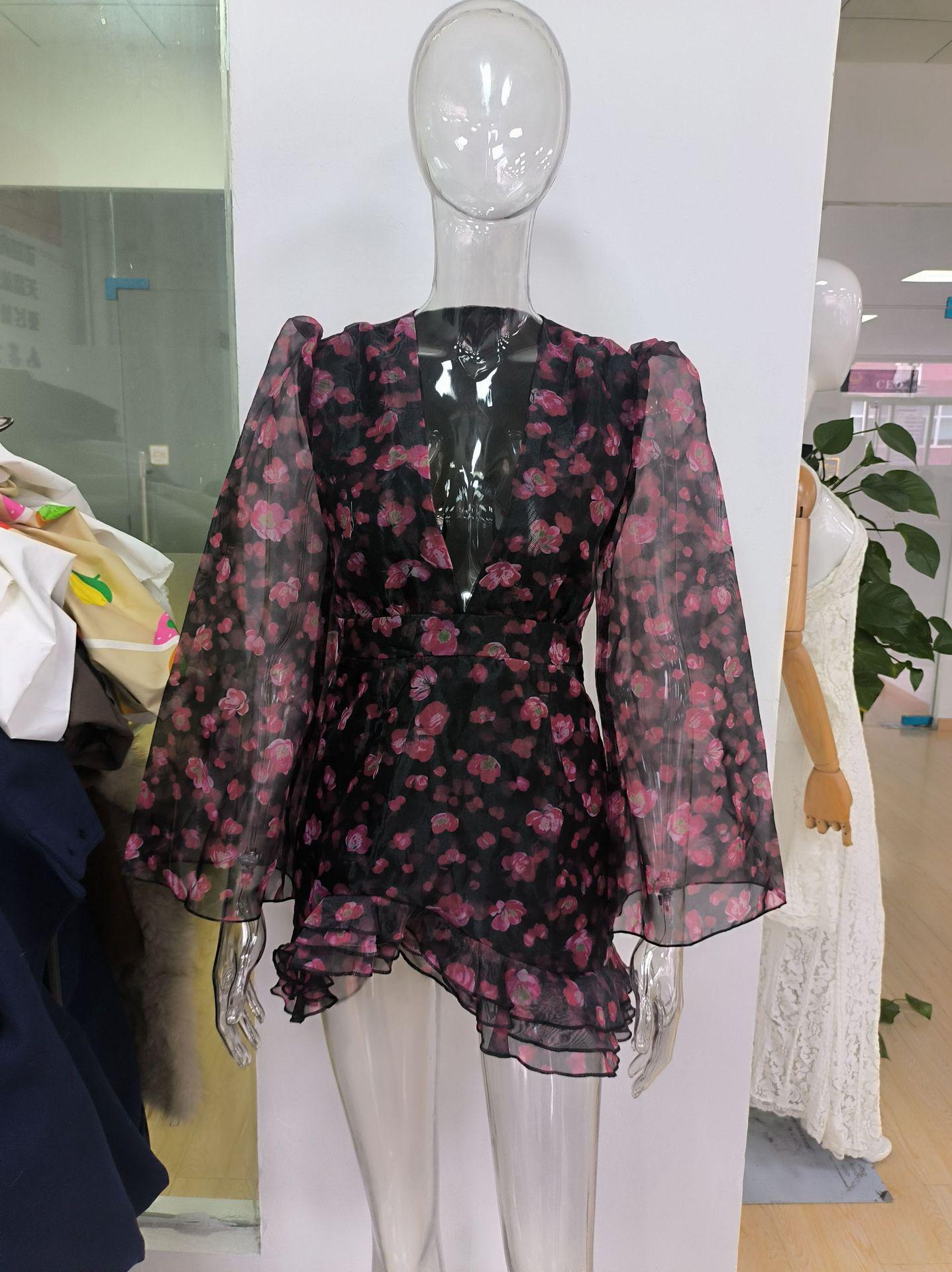 

2026 Summer Floral Pattern Ruffled Mini Dress - Sexy, Slimming Design Medium