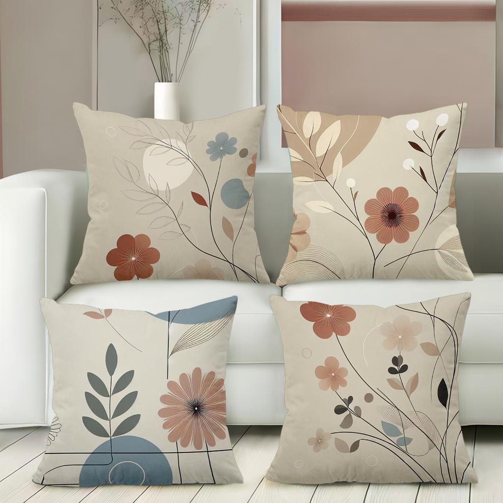 Floral Patterned Throw Pillows For Modern Home Decor Polyester Pillowcase, Sofa Decorative Cushion Cov Headboard Pillow