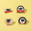 Original Graduation Season Brooch, Scholar Hat, High School Entrance Examination, English Alphabet Schoolbag Decoration, Zinc Dripping Oil
