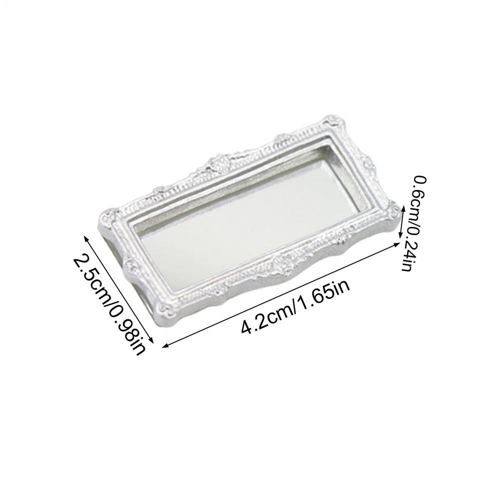 

Dollhouse Mini Classical Mirror Gold and Silver Square Carved Accessories Miniature Life Scene Model Toy House Mirror срібний