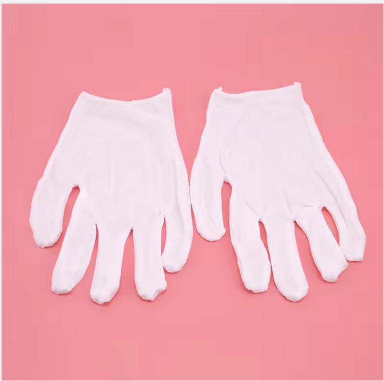 10 Par Vita Arbetsförsäkring Bomullstyg Tunna Etikettinspektionshandskar