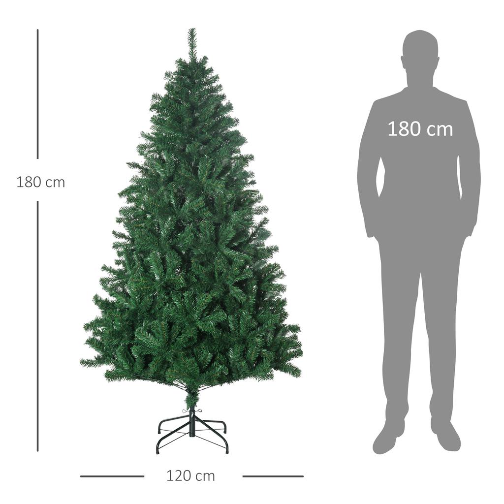6ft/180cm Christmas Tree 1492 PVC Tips Artificial Seasonal Festival Decoration Metal Flodable Base Green