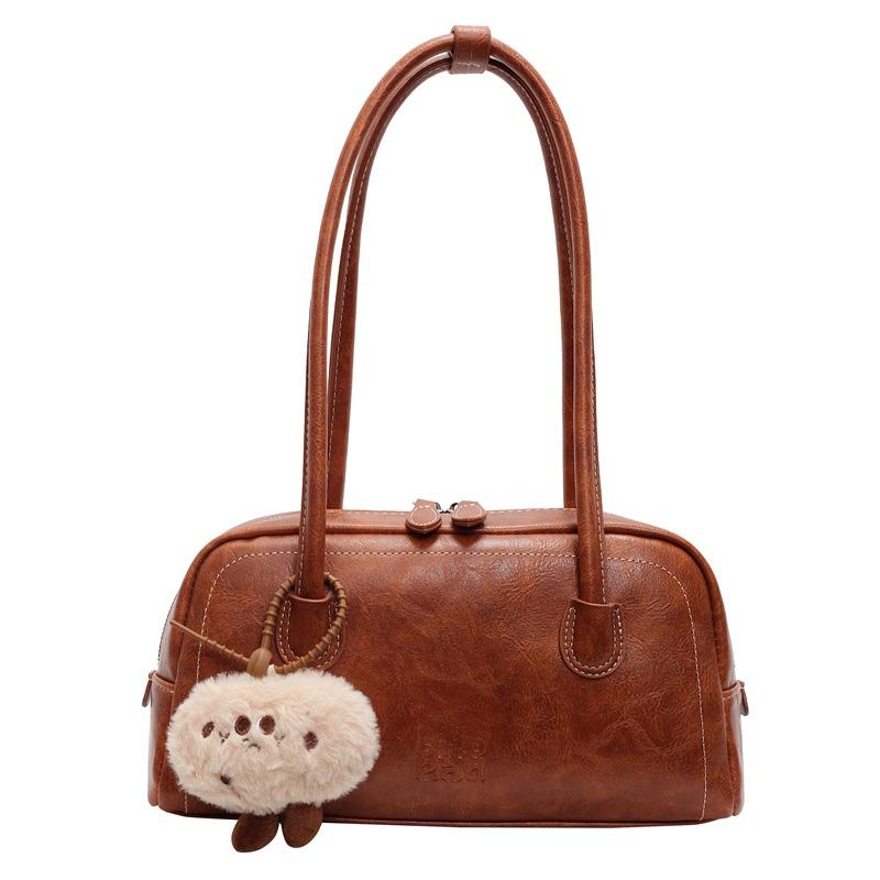 

Осень и зима новая модная ретро сумка-подушка большая вместимость сумка подмышку текстурная сумка для поездок женская сумка коричневый